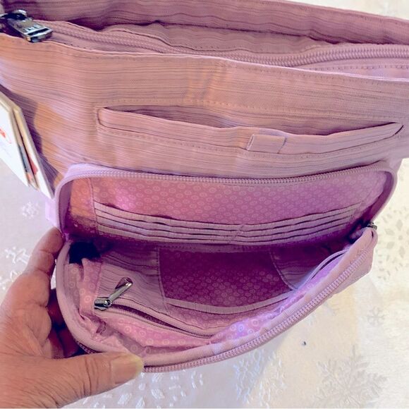NWT Lug Crossbody Handbag Samba Lilac Quilted 2 Straps Many Compartments - Picture 8 of 16